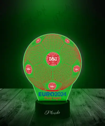 Lampka LED 3D Plexido z Nadrukiem Piłka Nożna Reprezentacja Danii Euro 2024