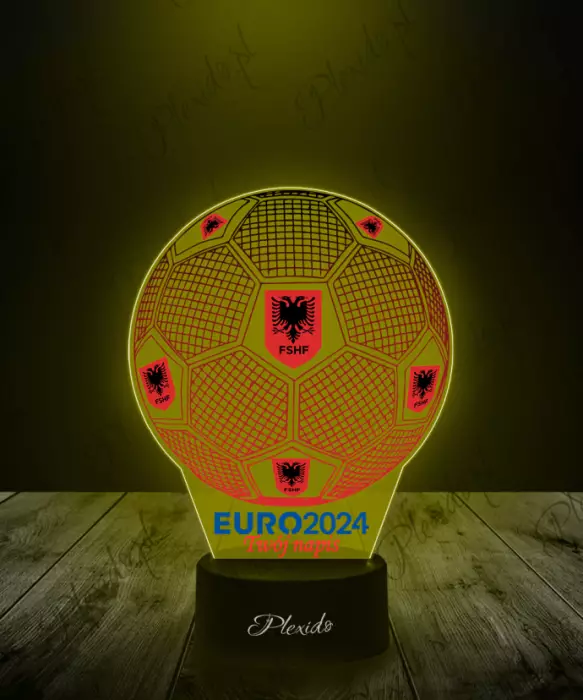 Lampka LED 3D Plexido z Nadrukiem Piłka Nożna Reprezentacja Albanii Euro 2024