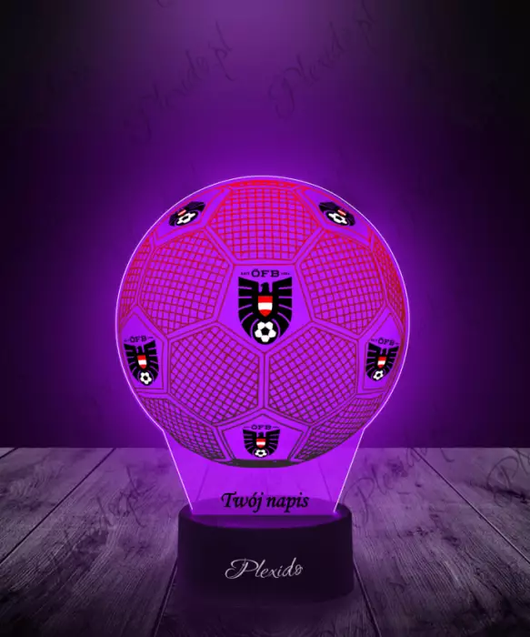 Lampka LED 3D Plexido z Nadrukiem Piłka Nożna Reprezentacja Austria Euro 2024