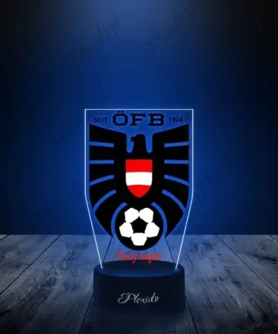 Lampka LED 3D Plexido z Nadrukiem Piłka Nożna Reprezentacja Austria Euro 2024 - 2