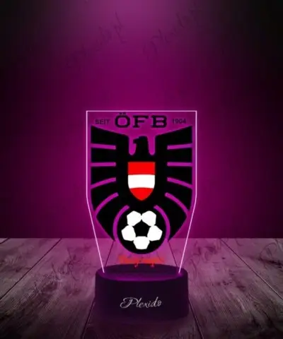 Lampka LED 3D Plexido z Nadrukiem Piłka Nożna Reprezentacja Austria Euro 2024 - 3