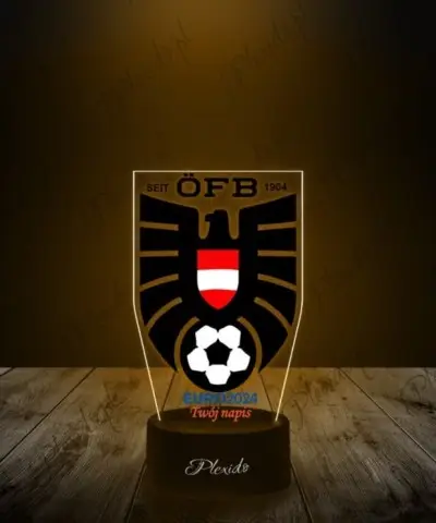 Lampka LED 3D Plexido z Nadrukiem Piłka Nożna Reprezentacja Austria Euro 2024 - 2