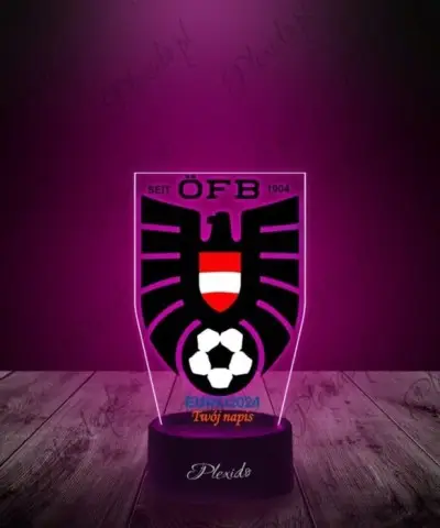 Lampka LED 3D Plexido z Nadrukiem Piłka Nożna Reprezentacja Austria Euro 2024 - 3