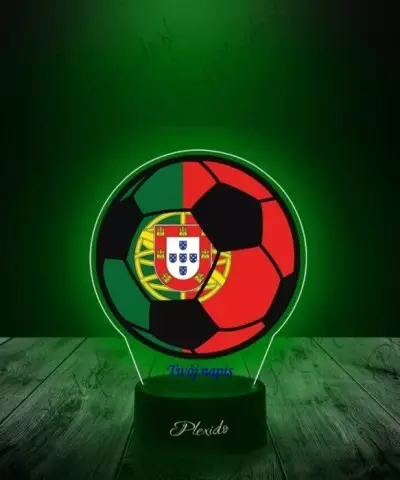 Lampka LED 3D Plexido z Nadrukiem Piłka Nożna Portugalia Herb - 2
