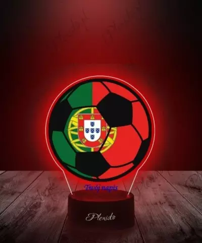 Lampka LED 3D Plexido z Nadrukiem Piłka Nożna Portugalia Herb - 3