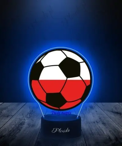 Lampka LED 3D Plexido z Nadrukiem Piłka Nożna Polska - 3