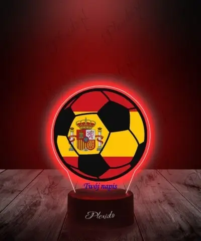 Lampka LED 3D Plexido z Nadrukiem Piłka Nożna Hiszpania Flaga - 2