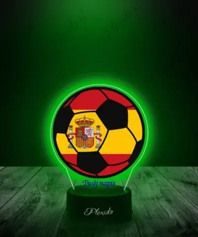 Lampka LED 3D Plexido z Nadrukiem Piłka Nożna Hiszpania Flaga - 3