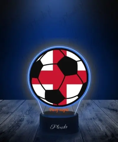Lampka LED 3D Plexido z Nadrukiem Piłka Nożna Anglia Flaga - 3
