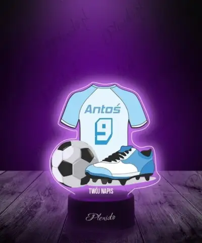 Lampka LED 3D Plexido z Nadrukiem Piłka Nożna Strój Piłkarsk Imię - 2