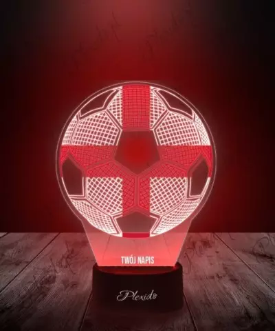 Lampka LED 3D Plexido z Nadrukiem Piłka Nożna Anglia Flaga Euro - 3