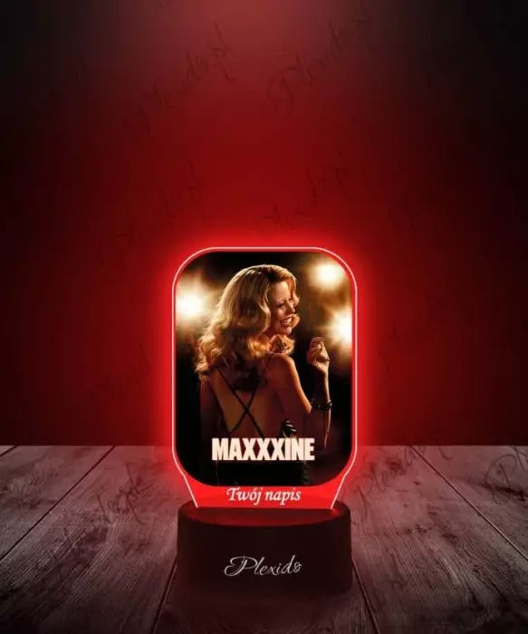 Lampka LED 3D Plexido z Nadrukiem Maxxxine Napis Postać Film