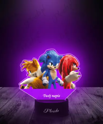Lampka LED 3D Plexido z Nadrukiem Gra Bajka Sonic Przyjaciele