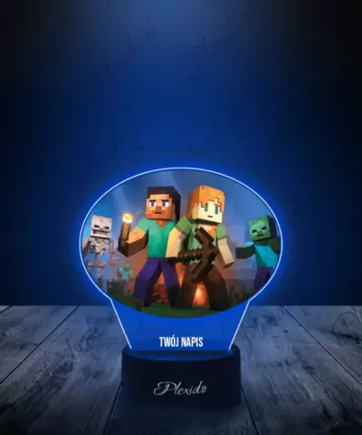 Lampka LED Plexido z Nadrukiem Gra Minecraft Alex i Steve - 2