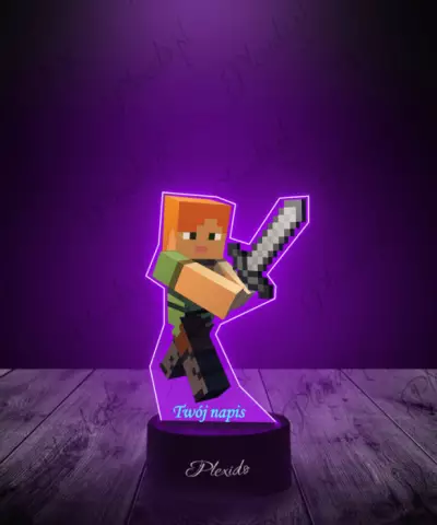 Lampka LED Plexido z Nadrukiem Gra Minecraft Alex