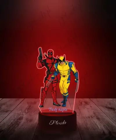 Lampka LED 3D Plexido z Nadrukiem Deadpool Wolverine Postacie