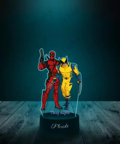 Lampka LED 3D Plexido z Nadrukiem Deadpool Wolverine Postacie - 2