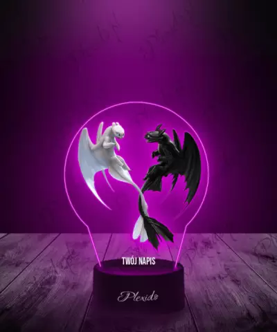 Lampka LED 3D Plexido z Nadrukiem Jak Wytresować Smoka Szczerbatek i Furia - 3