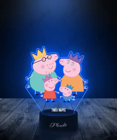 Lampka LED 3D Plexido z Nadrukiem Bajka Świnka Peppa z Rodziną - 3