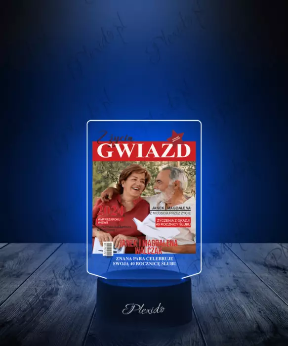 Lampka LED 3D Plexido z Nadrukiem Rocznica Ślubu - 1
