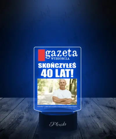 Lampka LED 3D Plexido z Nadrukiem 40 Urodziny dla Mężczyzny - 2
