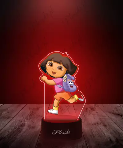 Lampka LED 3D Plexido z Nadrukiem Bajka Dora Poznaje Świat - 3