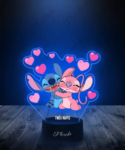Lampka LED 3D Plexido z Nadrukiem Stich i Angel Zakochani - 1