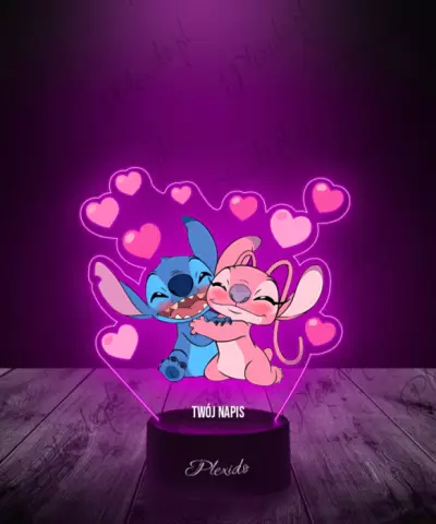 Lampka LED 3D Plexido z Nadrukiem Stich i Angel Zakochani - 2