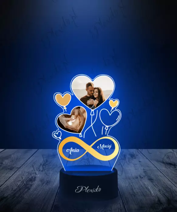 Lampka LED 3D Plexido z Nadrukiem Pamiątka Ślubna - 1