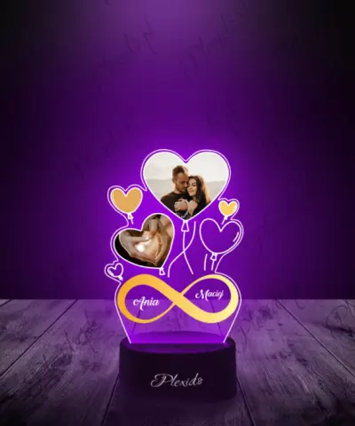 Lampka LED 3D Plexido z Nadrukiem Pamiątka Ślubna - 3