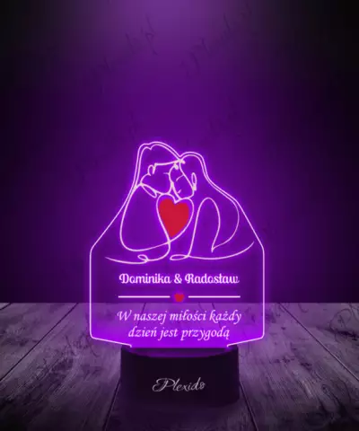 Lampka LED 3D Plexido z Nadrukiem Zakochani Pamiątka Ślubna - 2