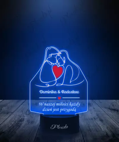 Lampka LED 3D Plexido z Nadrukiem Zakochani Pamiątka Ślubna - 3