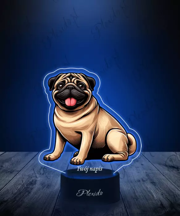 Lampka LED 3D Plexido z Nadrukiem Pies Mops - 1