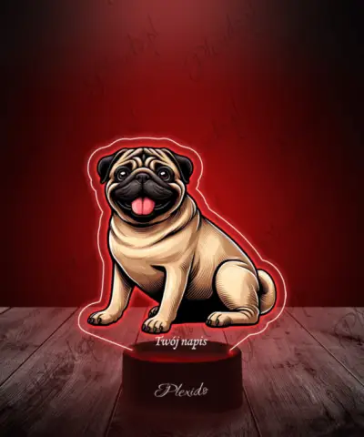 Lampka LED 3D Plexido z Nadrukiem Pies Mops - 3