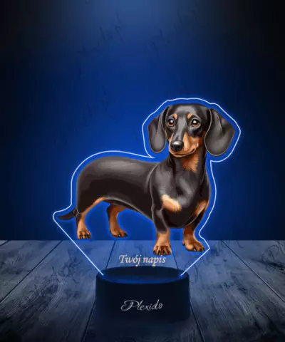 Lampka LED 3D Plexido z Nadrukiem Pies Jamnik - 1