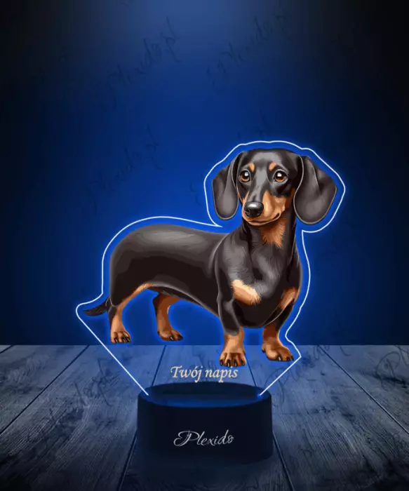 Lampka LED 3D Plexido z Nadrukiem Pies Jamnik - 1