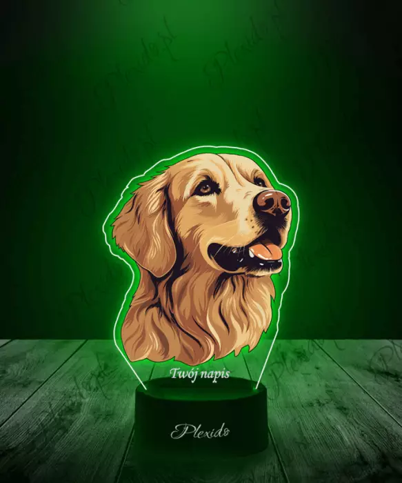 Lampka LED 3D Plexido z Nadrukiem Pies Golden Retrieve - 1
