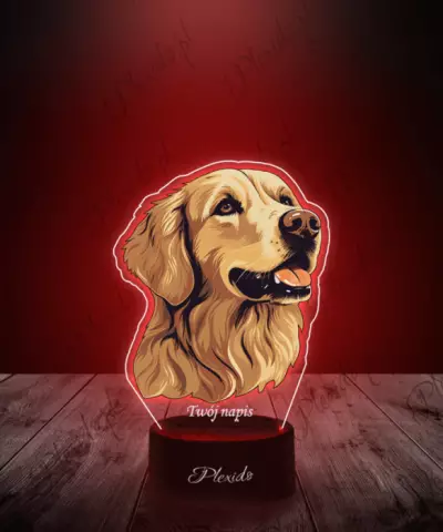 Lampka LED 3D Plexido z Nadrukiem Pies Golden Retrieve - 2