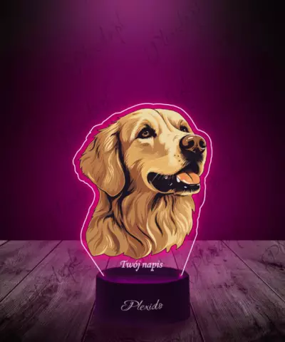 Lampka LED 3D Plexido z Nadrukiem Pies Golden Retrieve - 3