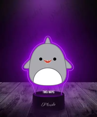 Lampka LED 3D Plexido z Nadrukiem Squishmallows Rekin - 3
