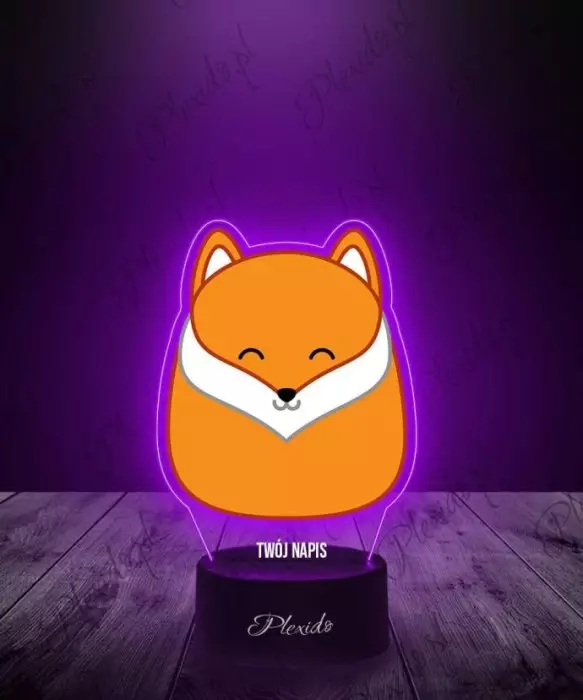 Lampka LED 3D Plexido z Nadrukiem Squishmallows Lis - 1