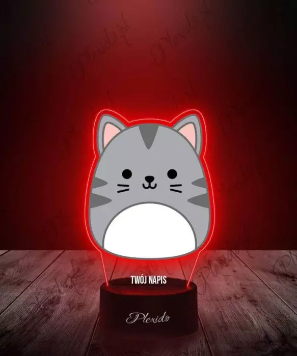 Lampka LED 3D Plexido z Nadrukiem Squishmallows Kot - 1