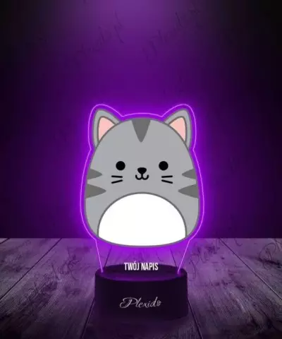 Lampka LED 3D Plexido z Nadrukiem Squishmallows Kot - 3