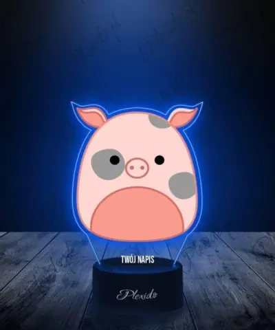 Lampka LED 3D Plexido z Nadrukiem Squishmallows Świnka - 3