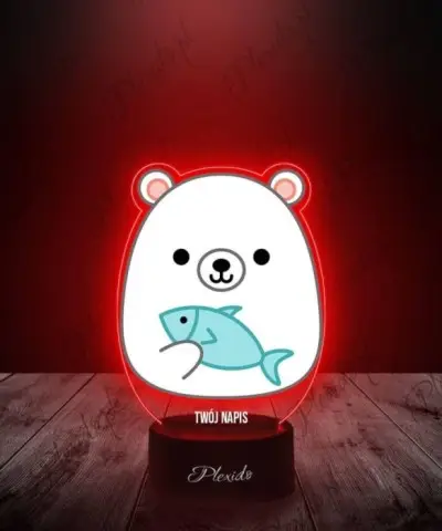 Lampka LED 3D Plexido z Nadrukiem Squishmallows Niedźwiadek - 3
