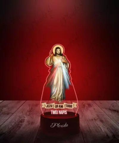 Lampka LED 3D Plexido z Nadrukiem Religijna Jezu Ufam Tobie - 3