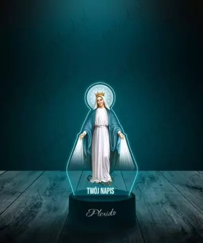 Lampka LED 3D Plexido z Nadrukiem Religijna Maryja z Wężem - 1