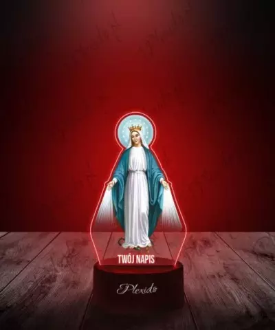 Lampka LED 3D Plexido z Nadrukiem Religijna Maryja z Wężem - 2