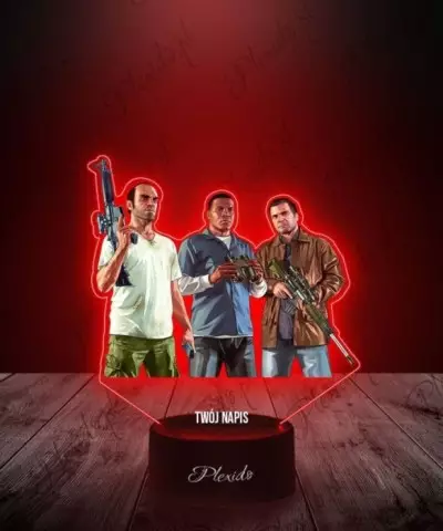 Lampka LED 3D Plexido z Nadrukiem Gra GTA V Postacie - 1