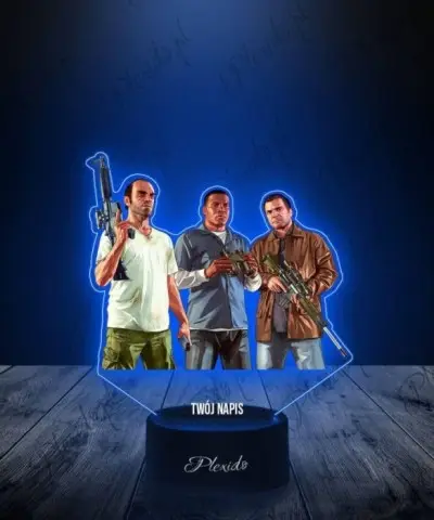Lampka LED 3D Plexido z Nadrukiem Gra GTA V Postacie - 3